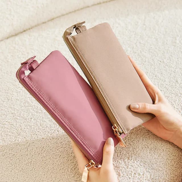 【CHENSON】雙11 三明治夾層 8卡4鈔大容量手機包長夾 零錢包 錢包 尼龍(CG15199)