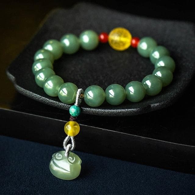 【KT DADA】民族風飾品 女生飾品 如意鎖手鍊 送女生 保平安 禮物 佛珠 玉手鍊 和田青玉手鍊 串珠手鍊