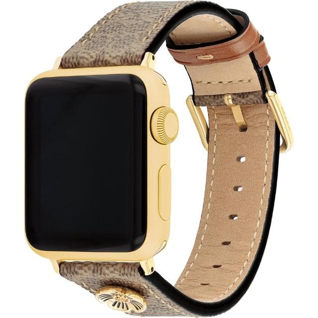 【COACH】Apple Watch 錶帶 38/40/41mm 適用 皮錶帶 - 褐色C字 母親節 送禮 禮物(不含手錶)