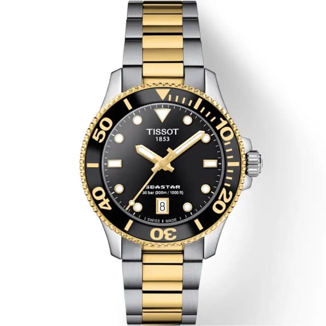 【TISSOT 天梭 官方授權】海洋之星300米潛水對錶 情侶手錶 禮物(T1204102205100+T1202102205100)