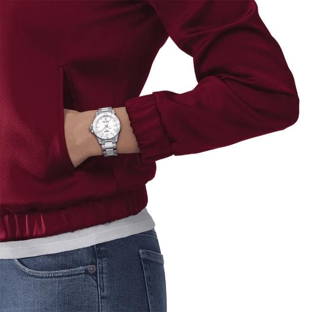 【TISSOT 天梭 官方授權】Seastar 1000 海洋之星300米潛水女錶 搭贈白色矽膠帶 母親節(T1202101101100)