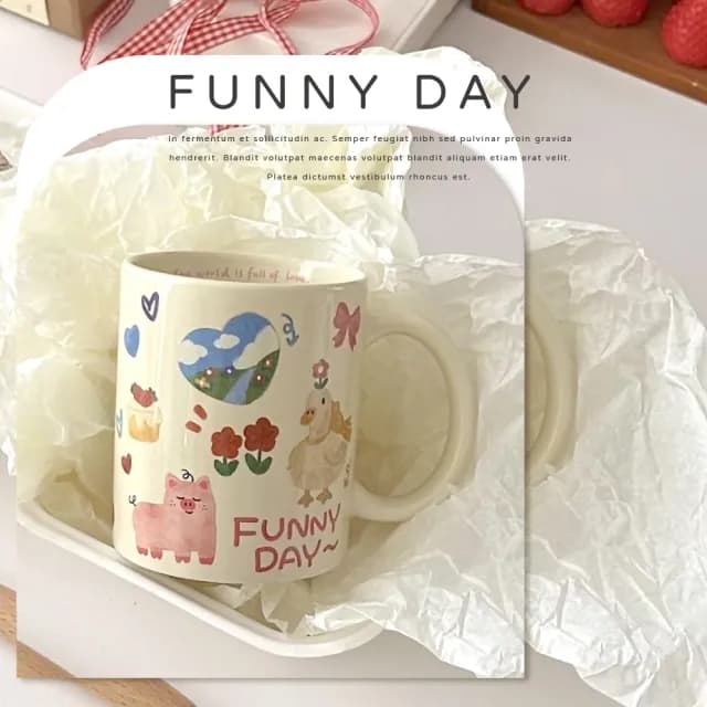 【可愛水杯】卡通可愛插畫塗鴉風馬克杯(咖啡杯 水杯 茶杯 牛奶杯 辦公室 居家 儀式感 禮物)