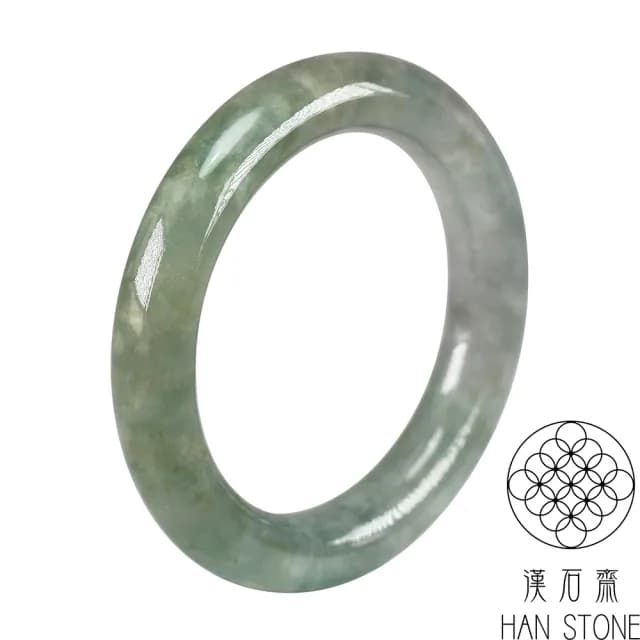 【漢石齋】情人節禮物 天然翡翠A貨 圓條手鐲玉鐲 糯種飄花(手圍16.7/版寬11.3mm)