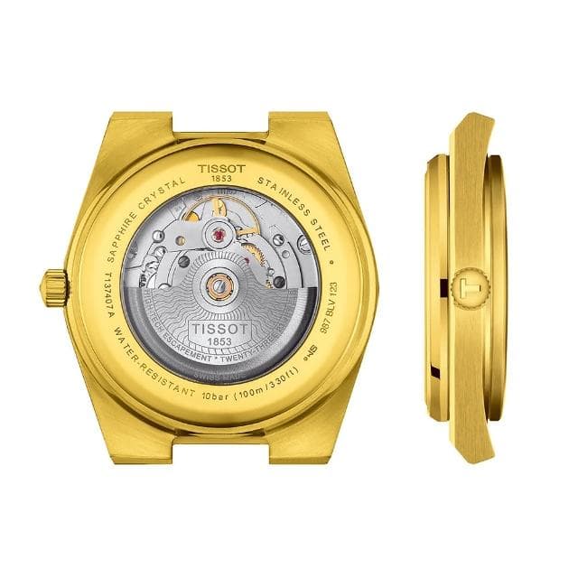 【TISSOT 天梭 官方授權】PRX系列 復古風酒桶型紳士機械錶-40mm/金 情人節 禮物(T1374073302100)