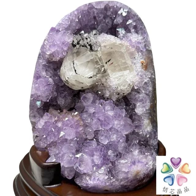 【恬芯晶品】PD8烏拉圭方解石水晶開運外來財(紫水晶消磁淨化財運財位招財招貴人紫晶鎮新年禮物新春)