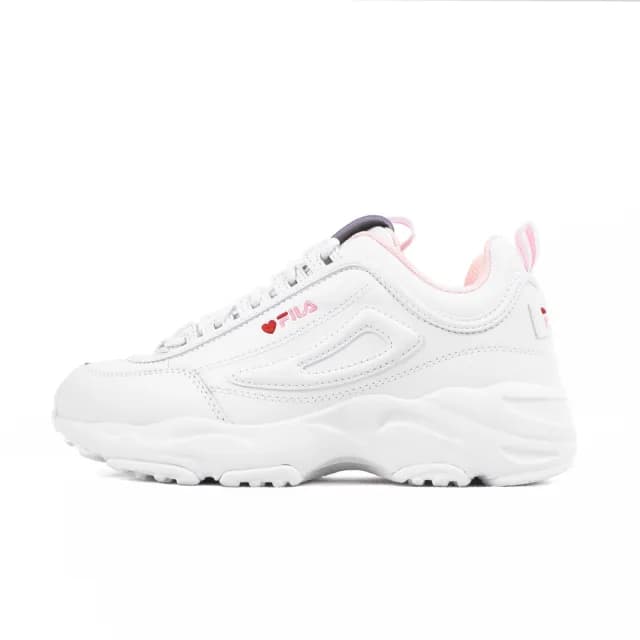 【FILA】Distracer Heart 女 休閒鞋 經典 復古 厚底 老爹鞋 愛心 白粉(5-C112Y-128)
