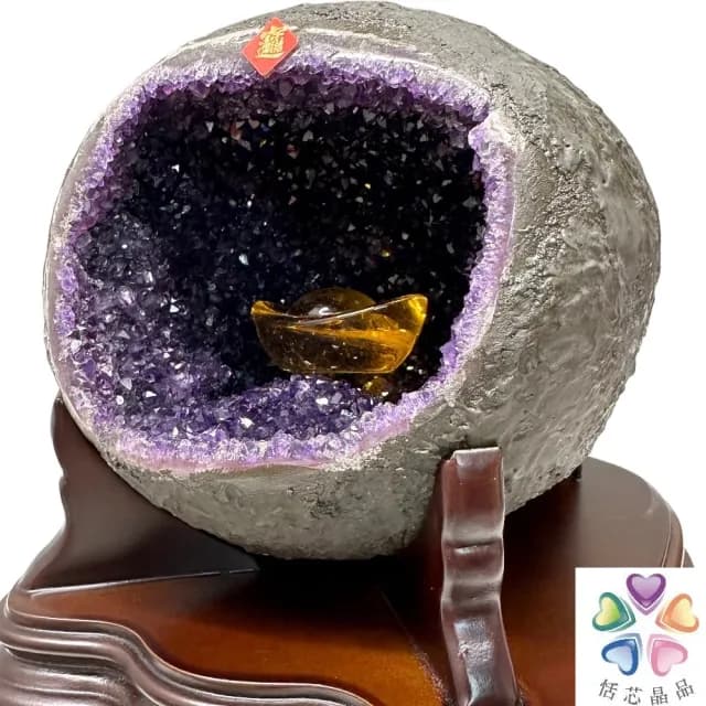 【恬芯晶品】JC33頂級烏拉圭紫晶洞3.29KG錢袋子(圓洞聚財招財貴人開運風水帝王紫水晶新居禮物新年新春)