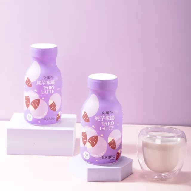 【仙園】純芋拿鐵保久乳禮盒｜國產鮮乳｜大甲芋頭｜保久乳｜厚生乳｜無咖啡因(210mlx12瓶裝-2組)