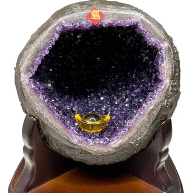 【恬芯晶品】JC44頂級烏拉圭紫晶洞3.48KG錢袋子(圓洞聚財招財貴人開運風水帝王紫水晶新居禮物新年新春)