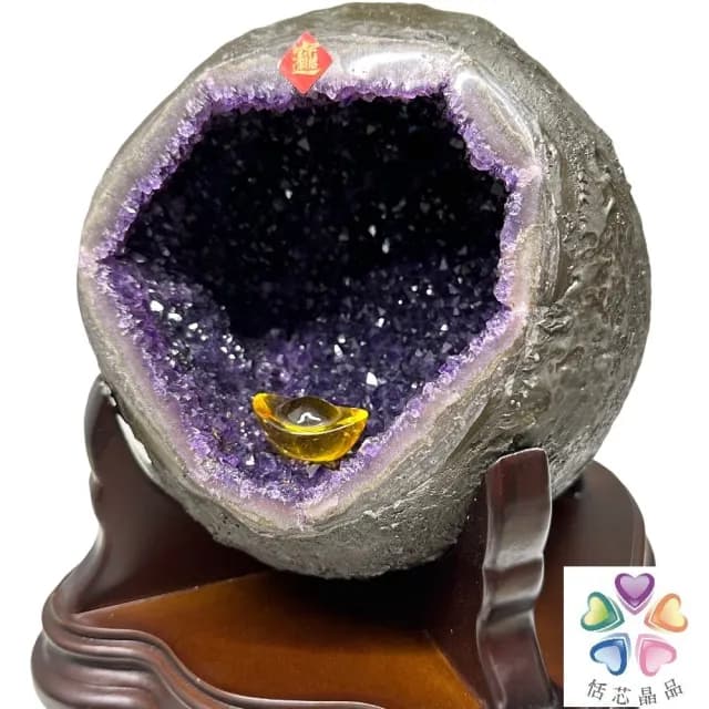【恬芯晶品】JC44頂級烏拉圭紫晶洞3.48KG錢袋子(圓洞聚財招財貴人開運風水帝王紫水晶新居禮物新年新春)
