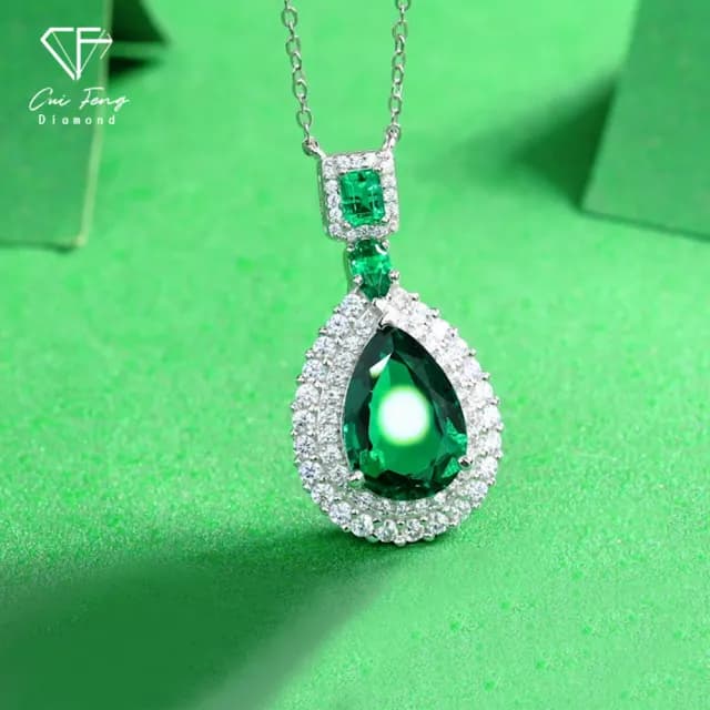 【CF鑽飾】項鍊 培育祖母綠《遐想》雙11限定 禮物(哥倫比亞祖母綠 祖母綠項鍊 生日)