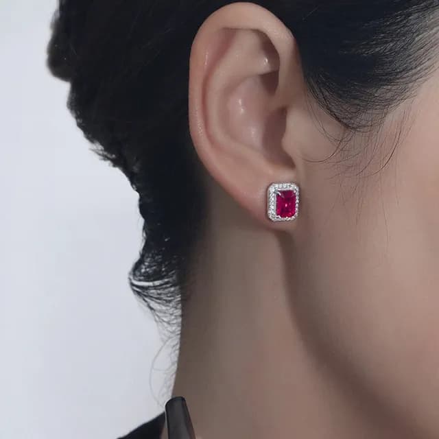 【LEEHER】女生/純銀戒指/紅鋯石戒指/高級感戒指/歐美鋯戒/鋯石套裝/生日禮物/復古戒指/復古耳