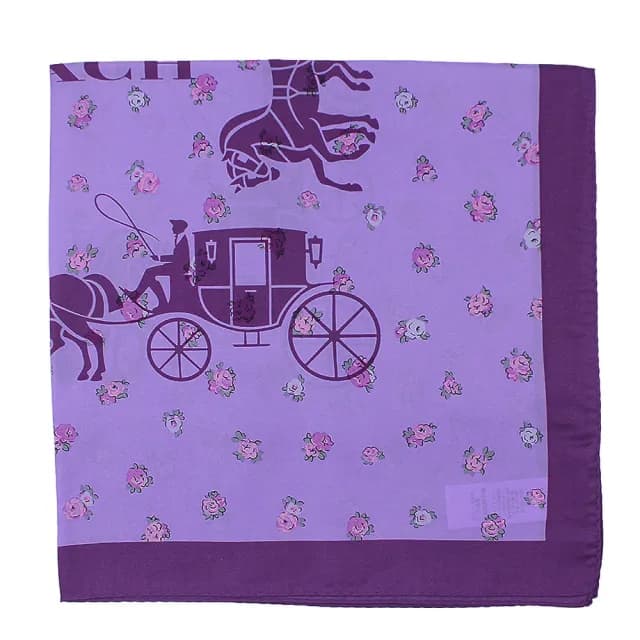 【COACH】經典花卉馬車蠶絲方巾/絲巾/圍巾(任選色)