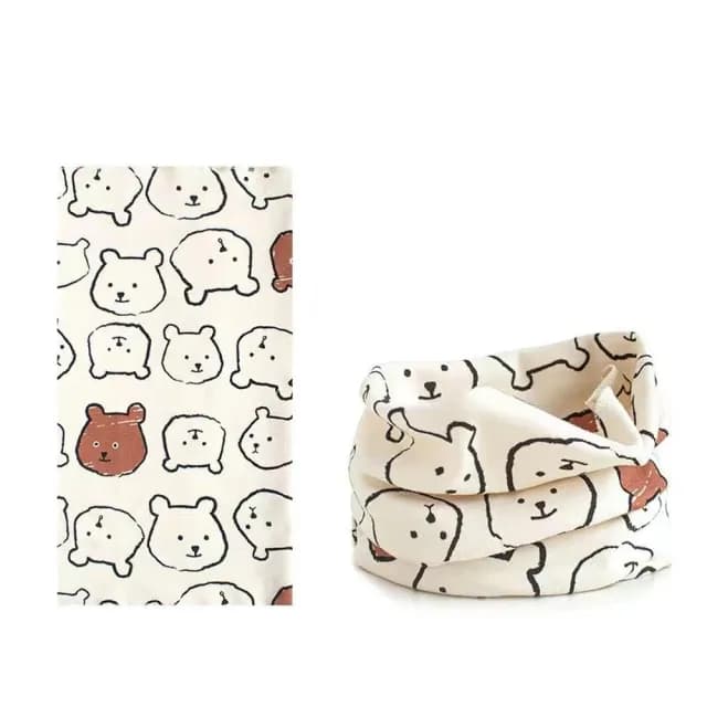 【童話飾界】多功能親子款薄料-百搭套頭圍巾兒童圍脖-脖套口罩帽子頭巾(熊熊咖)