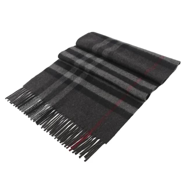 【BURBERRY 巴寶莉】基本款經典格紋喀什米爾圍巾(炭灰色)