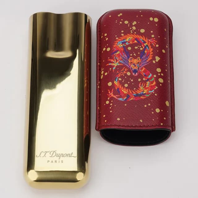 【S.T.Dupont 都彭】Dragon 系列 龍年限定兩支裝雪茄套 新年 禮物 推薦(183276)