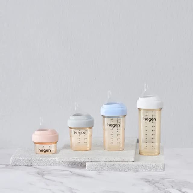 【hegen】金色奇蹟PPSU多功能方圓型寬口奶瓶 240ml - 沁藍(雙瓶組)