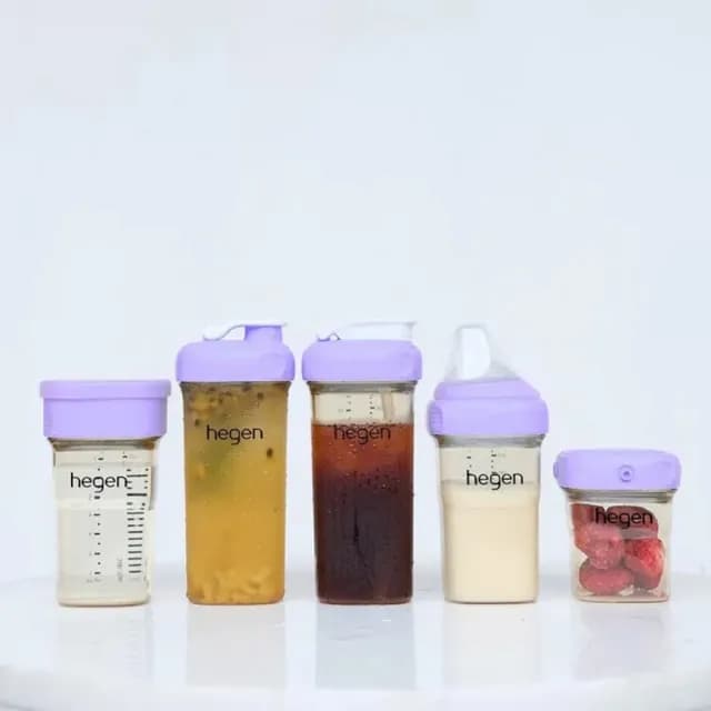 【hegen】金色奇蹟PPSU多功能方圓型寬口奶瓶 240ml - 沁藍(雙瓶組)