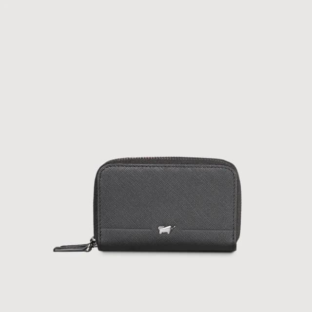 【BRAUN BUFFEL 德國小金牛】台灣總代理 格瑞克-II 雙拉鍊零錢包-黑色(父親節禮物/BF387-161-BK)