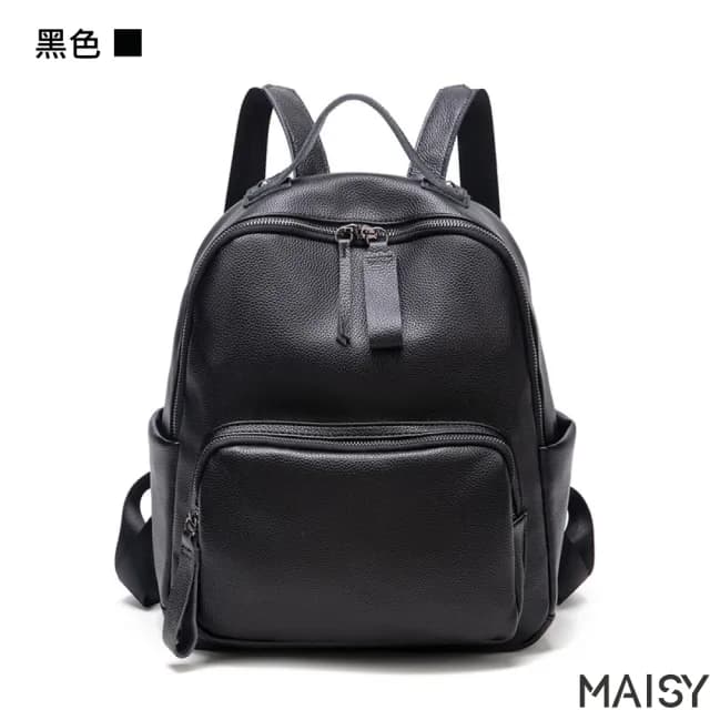 【MAISY】情人節禮物 簡約學生風旅遊外出實用生活軟皮背包(現+預  棕色／黑色)