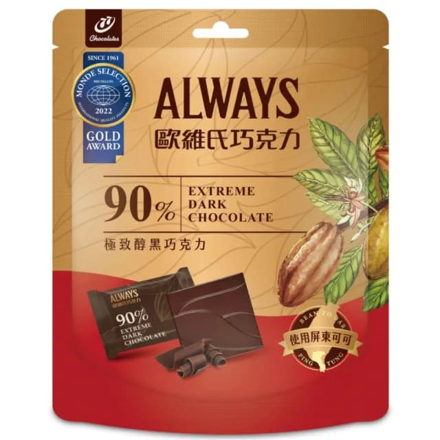 【77】歐維氏-90%屏東可可極致黑巧 102.6g(ESG)