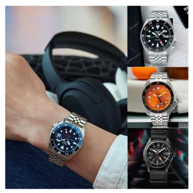 【SEIKO 精工】5 Sports 系列 GMT 兩地時間機械腕錶 指針錶 手錶 禮物 畢業(4R34-00A0D/SSK001K1)