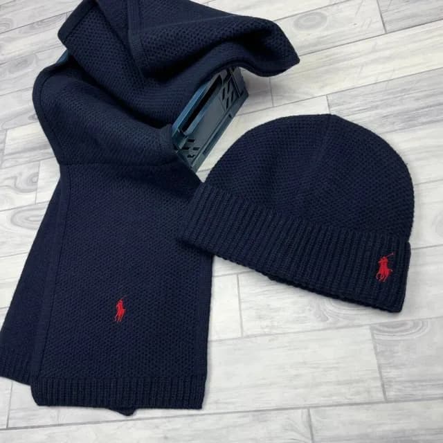 【RALPH LAUREN】Ralph Lauren 毛帽圍巾組 保暖圍巾 刺繡logo polo 針織 配件組合(毛帽 圍巾9722)