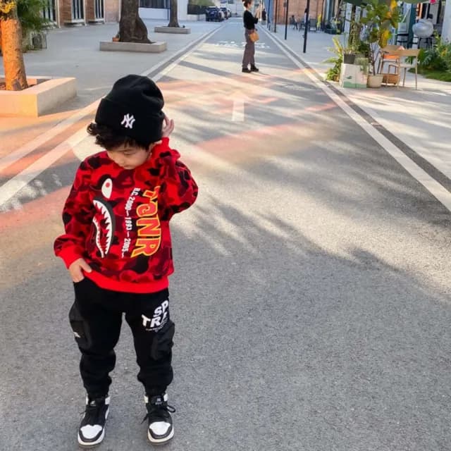 【橘魔法】側邊滑面口袋不倒絨鬆緊褲頭縮口長褲(大童 棉褲 男童 長褲 縮口褲 童裝 褲子 童裝)