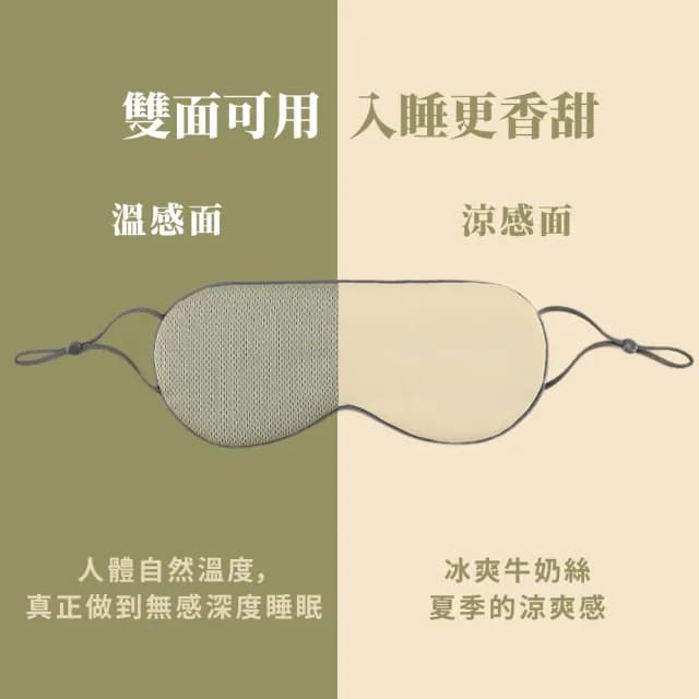 【解疲勞】兩用涼感溫感雙面遮光眼罩(不壓耳 透氣 舒眠 睡覺 減壓 無痕眼罩 出國 旅行 助眠 午睡 禮物)