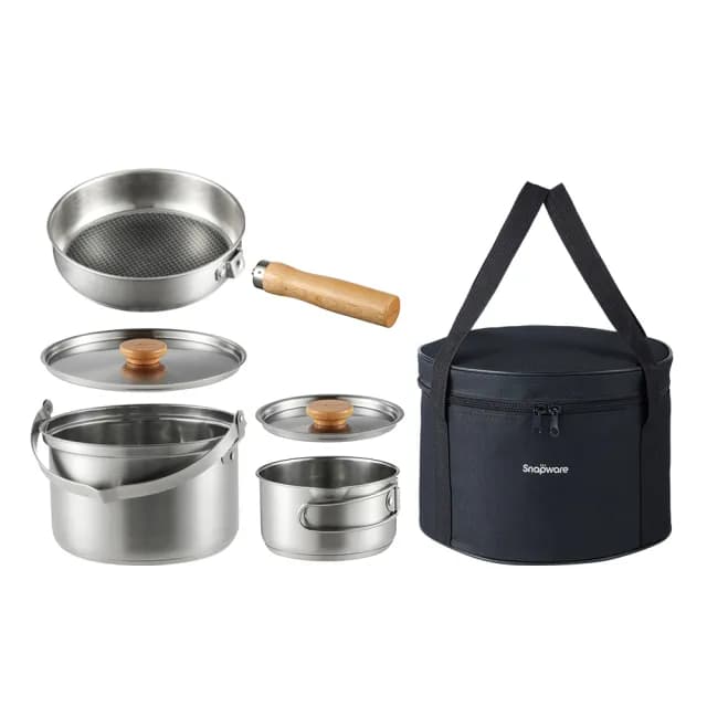 【CorelleBrands 康寧餐具】SNAPWARE野FUN可收納不鏽鋼鍋具7件組