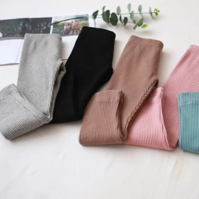 【橘魔法】螺紋坑條彈性長褲(內搭褲 長褲 安全褲 貼身褲 女童 兒童 童裝 中童 褲子)