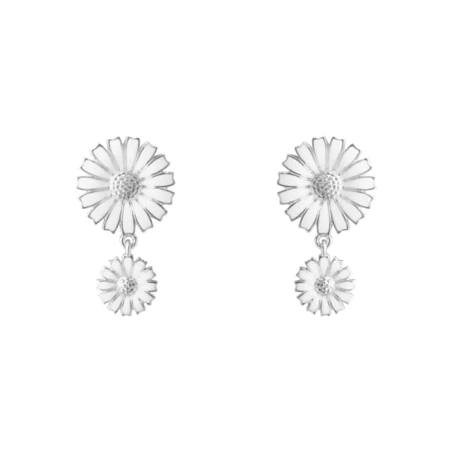 【Georg Jensen 官方旗艦店】DAISY 雙頭耳環(純銀 白瓷琺瑯 耳環)