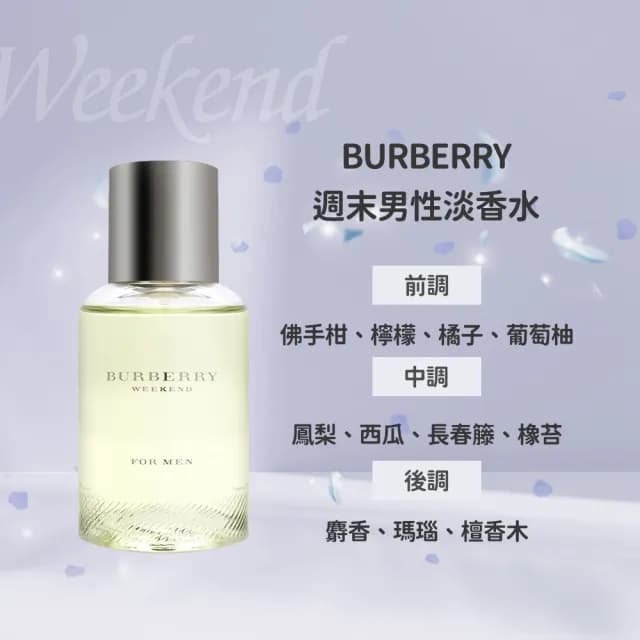 【BURBERRY 巴寶莉】粉紅風格女性/週末男性淡香水/週末女性淡香精 100ml(多款任選-平行輸入)