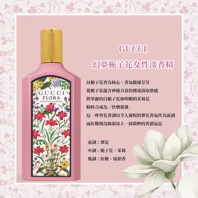 【GUCCI 古馳】幻夢梔子花女性淡香精 100ml(國際航空版)