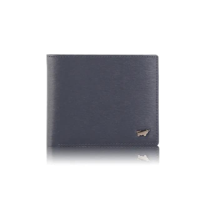 【BRAUN BUFFEL 德國小金牛】台灣總代理 波索 8卡中間翻零錢袋短夾-藍色(情人節禮物/BF386-318-NY)