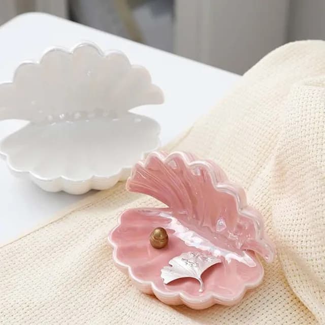 【JEN】陶瓷珠光貝殼造型飾品收納擺飾(聖誕禮物/情人節禮物/交換禮物/畢業季/母親節/閨蜜/生日禮物)