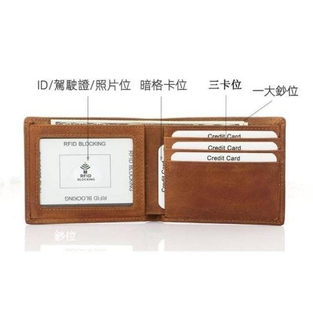 【L’ANDYA☆台灣好購】母親節禮物 真皮防盜刷男用皮夾(男生皮夾 瘋馬皮 男皮夾 超薄短夾 錢包男 防RFID 精