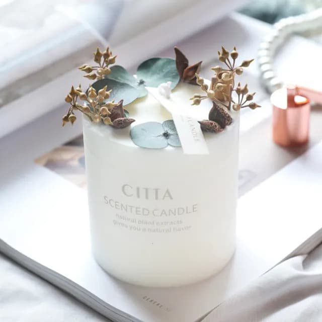 【CITTA】乾燥花藝香薰蠟燭 270g(香氛蠟燭 天然大豆蠟 融燭)