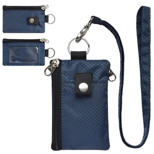 【GoPeaks】雙11 高機能便攜RFID防盜刷拉鍊零錢包/證件卡夾 深藍