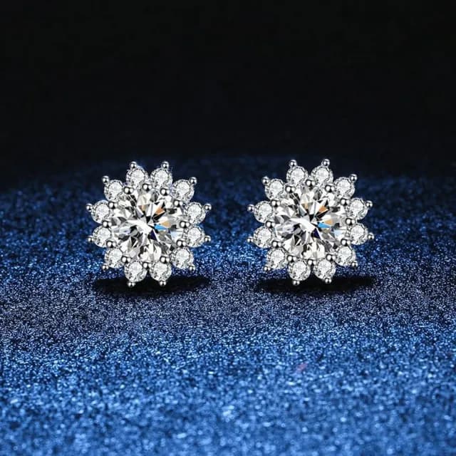 【巴黎精品】現貨+預購 莫桑石耳環925純銀耳針(1克拉D色太陽花滿鑽女飾品a1co56)