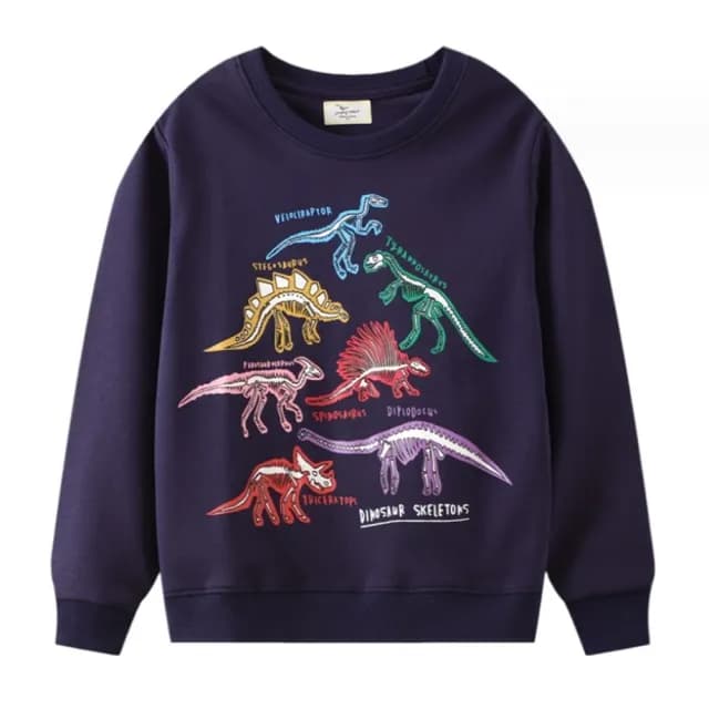 【橘魔法】夜光彩色恐龍圖鑑長袖上衣(薄長袖 男童 兒童 童裝)