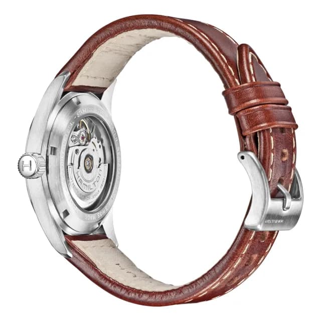 【HAMILTON 漢米爾頓旗艦館】卡其陸戰腕錶38mm(自動上鍊 中性 皮革錶帶 H70455533)