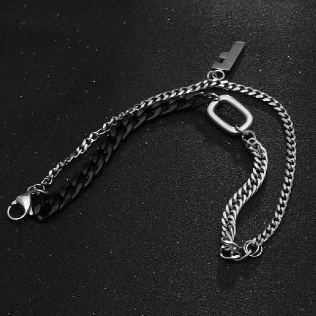 【米蘭精品】現貨+預購 鈦鋼手鍊鈦鋼手鏈(拼色雙層字母F個性情侶飾品聖誕節交換禮物74fl23)