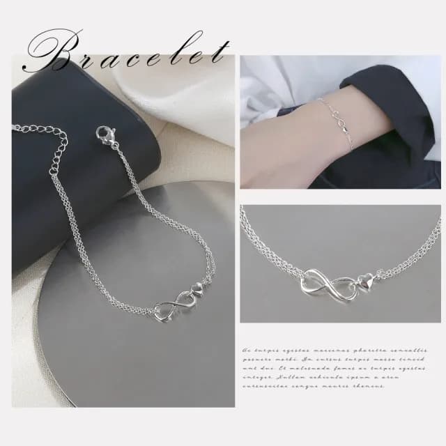 【無限的愛】質感無限愛心手鍊(手環 單鍊 飾品 簡約 氣質 多孔調節 韓版 首飾 婚禮 配件 情人節 禮物)