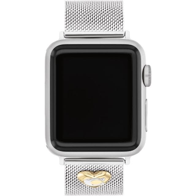 【COACH】Apple Watch 錶帶 38/40/41mm 適用 米蘭鍊帶 C字愛心錶帶-銀色 母親節 送禮 禮物(不含手錶)