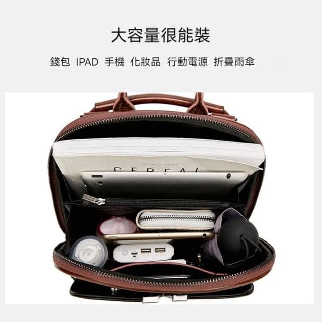 【LEEHER】女生/包包/油蠟皮包包/真皮後背包/小背包/多功能包包/黑色包包/真皮包包/牛皮背包/精