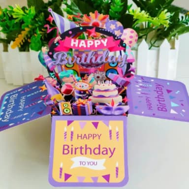 繽紛HAPPY BIRTHDAY立體賀卡(創意手工鏤空紙雕生日卡 立體盒)