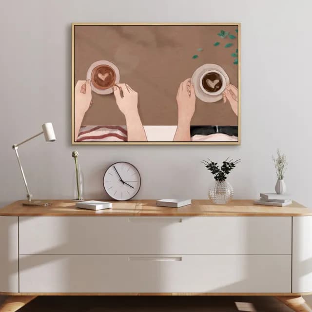【菠蘿選畫所】唯美的約會II -70x100cm(咖啡裝飾插畫掛畫/咖啡店裝飾/廚房掛畫/開店送禮)