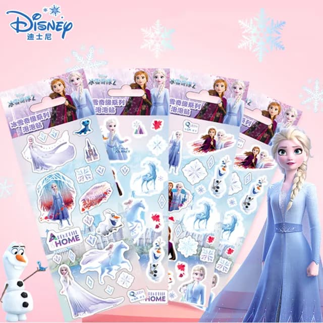【TDL】艾莎冰雪奇緣立體泡泡貼紙立體貼紙兒童獎勵貼紙玩具12張組 132774(生日禮物 聖誕節 平輸品)