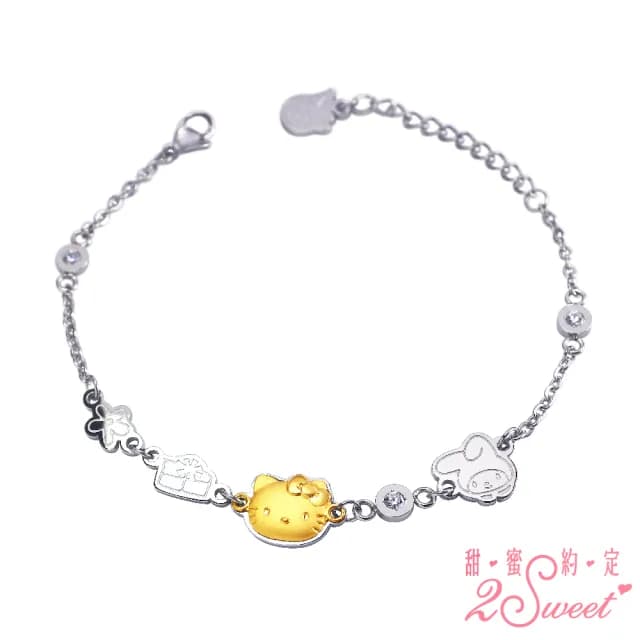 【2sweet 甜蜜約定】Hello Kitty50周年金加鋼手鍊 約重0.10錢(甜蜜約定 KT 金加鋼飾)